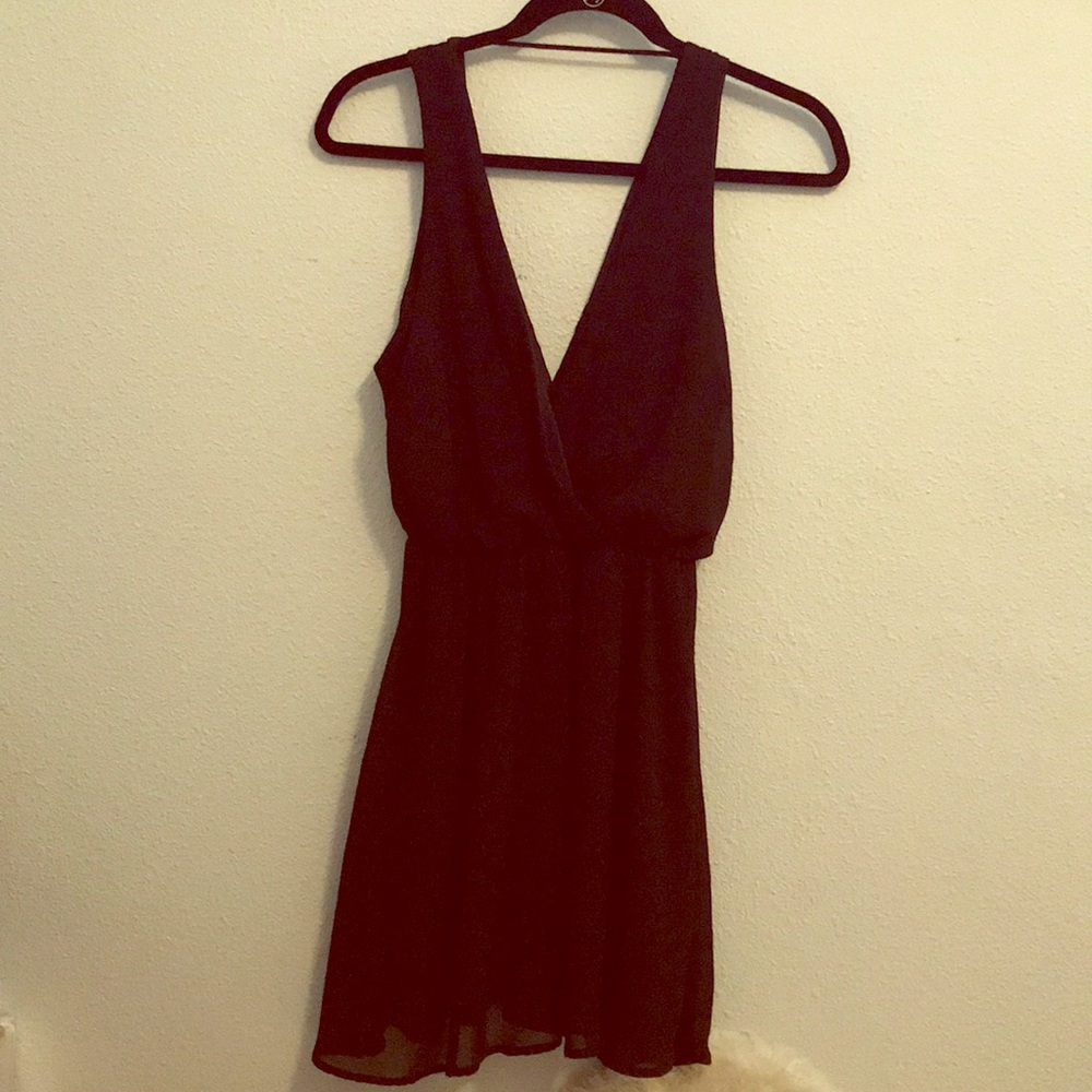 Black deep neck and back dress